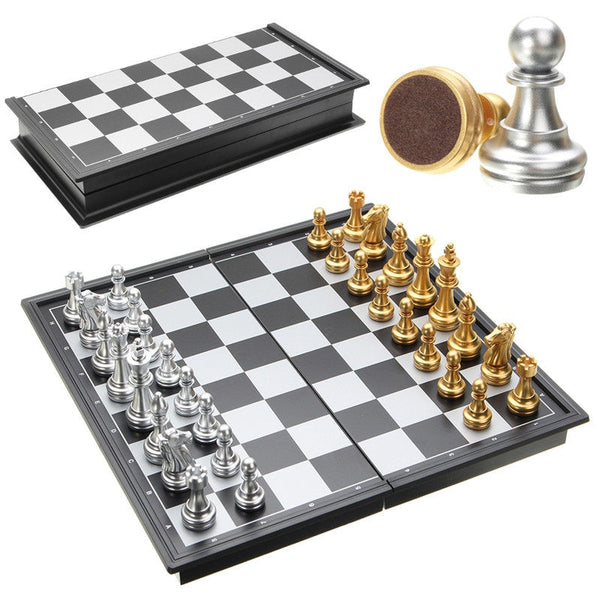 Hot Sale Chess Game Silver Gold Pieces Folding Magnetic Foldable Board
