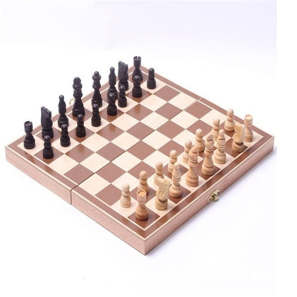 Folding  Wooden International Chess Set Pieces Set  Board