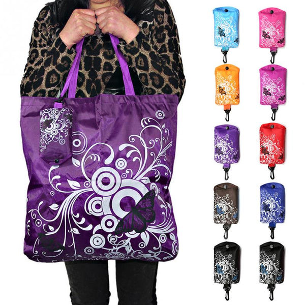 Foldable Shopping Bag Butterfly Flower Oxford Fabric Shoulder Bag
