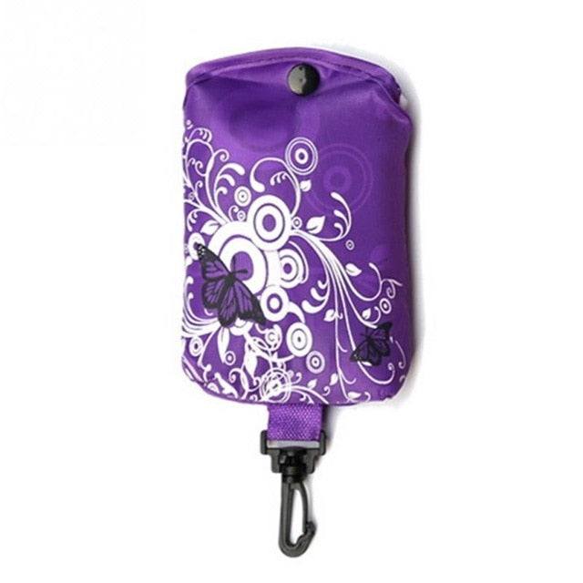 Foldable Shopping Bag Butterfly Flower Oxford Fabric Shoulder Bag